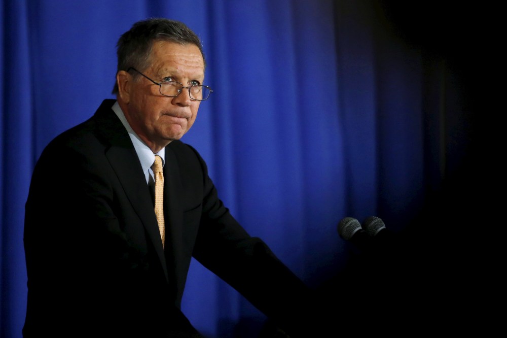 Republican presidential candidate John Kasich speaks during a campaign event at the Women's National Republican Club in Manhattan, New York, April 12, 2016. (Photo by Eduardo Munoz/Reuters)