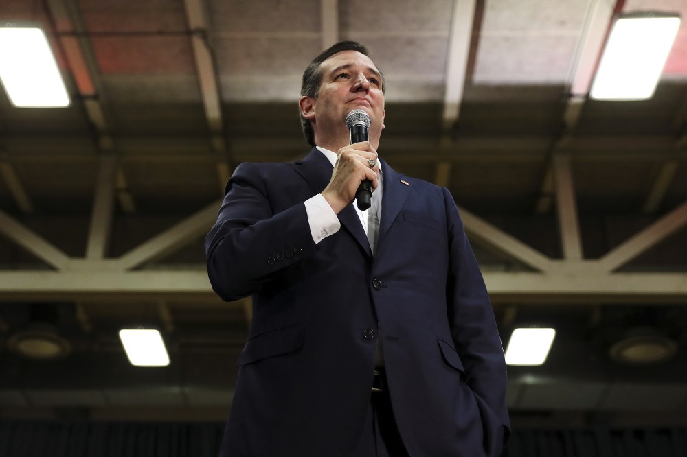 Republican presidential candidate Ted Cruz speaks on stage during a campaign event in Rochester, New York, April 15, 2016. (Photo by Carlo Allegri/Reuters)