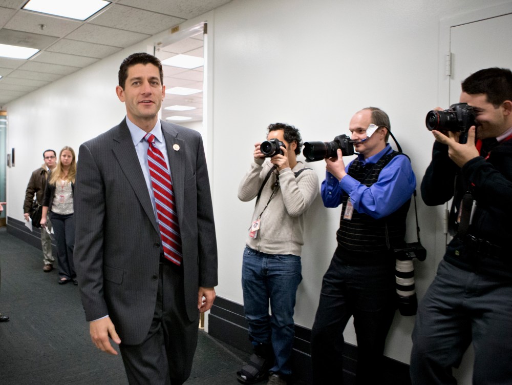 FILE - This Nov. 28, 2012 file photo shows House Budget Committee Chairman Rep. Paul Ryan, R-Wis. walking on Capitol Hill in Washington. House Republicans say they may seek a short-term extension of the government's debt limit in the next few weeks, a...