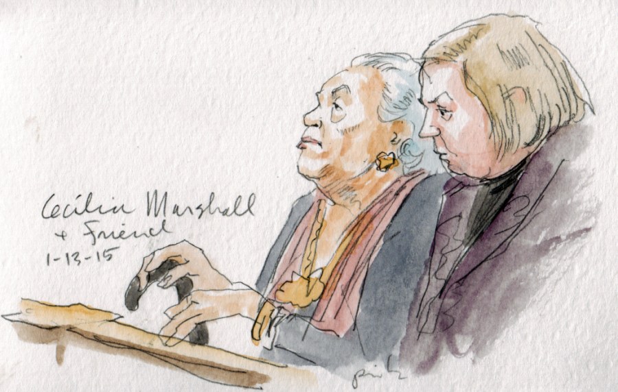 Justice Marshall's widow, Cecilia, in audience at Supreme Court. (Photo by Art Lien)