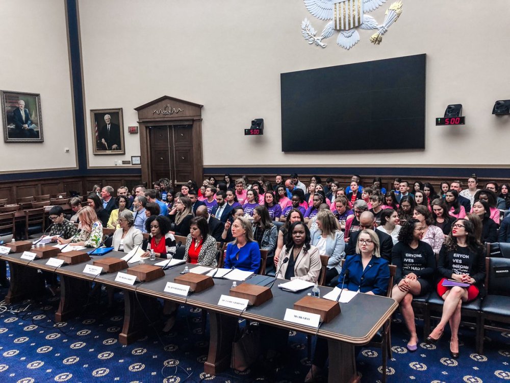 A panel of women appear before the House Judiciary Committee for a hearing on women's reproductive health, June 4, 2016.