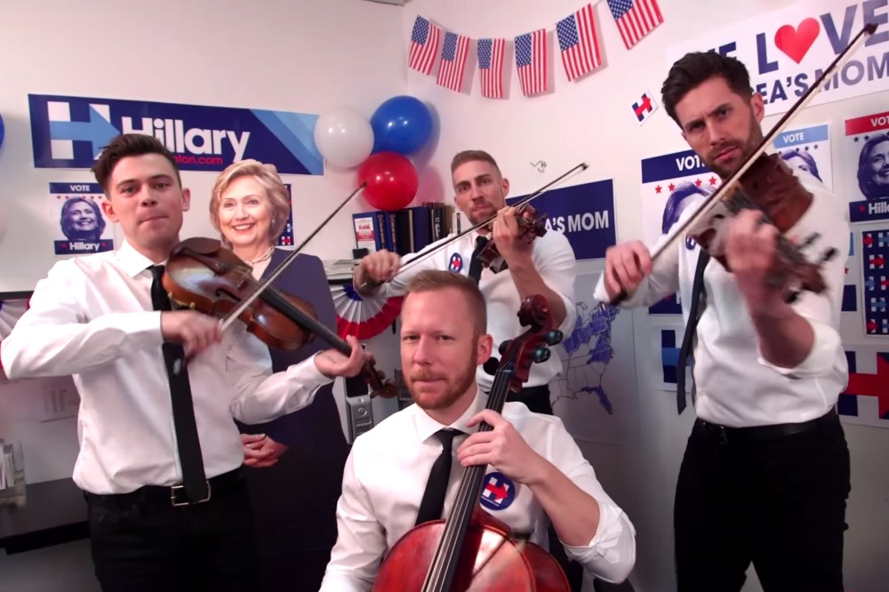 Screenshot from Well-Strung musical parody, Chelsea's Mom. (Photo courtesy of Well-Strung)