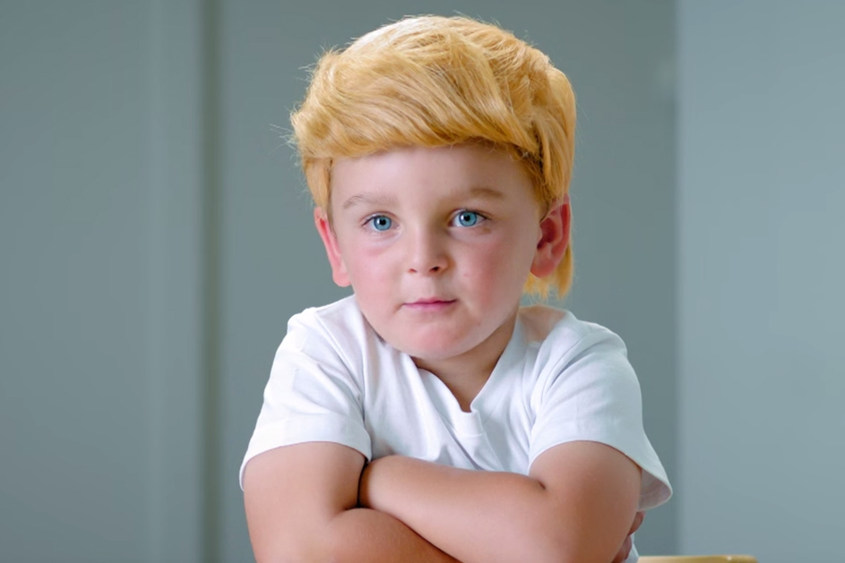 A New Zealand electricity company is using toddlers wearing orange-tinged wigs reminiscent of the real estate mogul's hair to poke fun at the GOP's presumptive presidential nominee. (Screenshot Courtesy of Powershop)