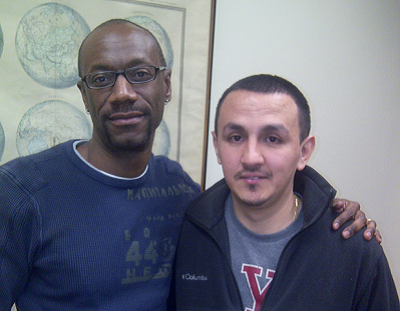 Sean and Steven Brooks preparing Tuesday morning for Wednesday's deportation hearing. (Photo credit: The DOMA Project)