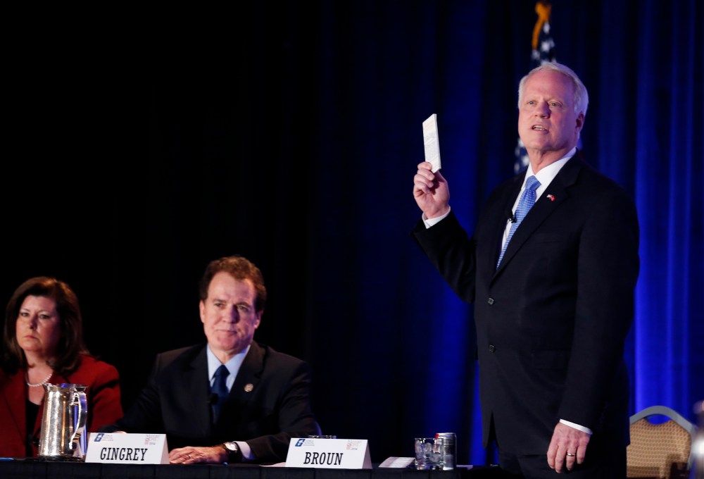 Candidate for U.S. Senate Rep. Paul Broun, R-Ga. during a forum Monday, Jan. 27, 2014, in Atlanta.