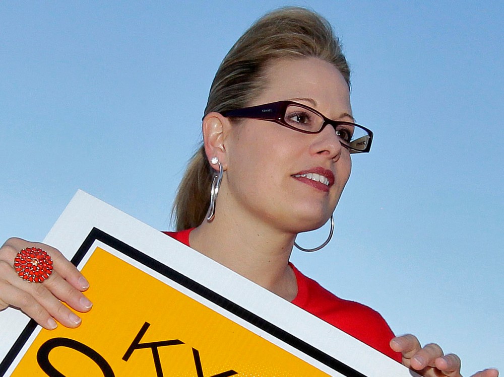 Arizona Democrat Kyrsten Sinema was declared the winner of the state's hotly-contested 8th district race Monday. (AP Photo/Matt York)