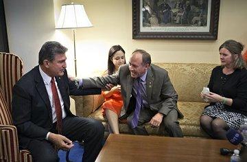 Sen. Joe Manchin (D-W.Va.) meeting with Newtown families