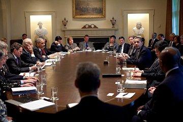 President Obama with his cabinet