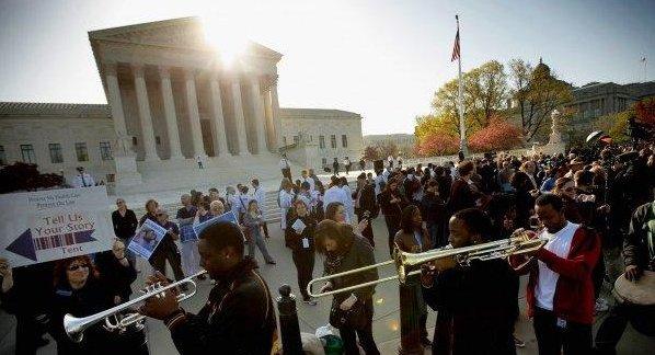 Outside the U.S. Supreme Court in March, before health care oral arguments.