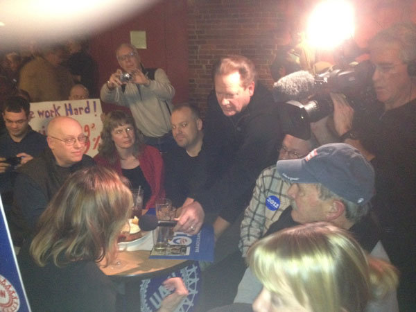 Ed interviews debate watching crowd during a break