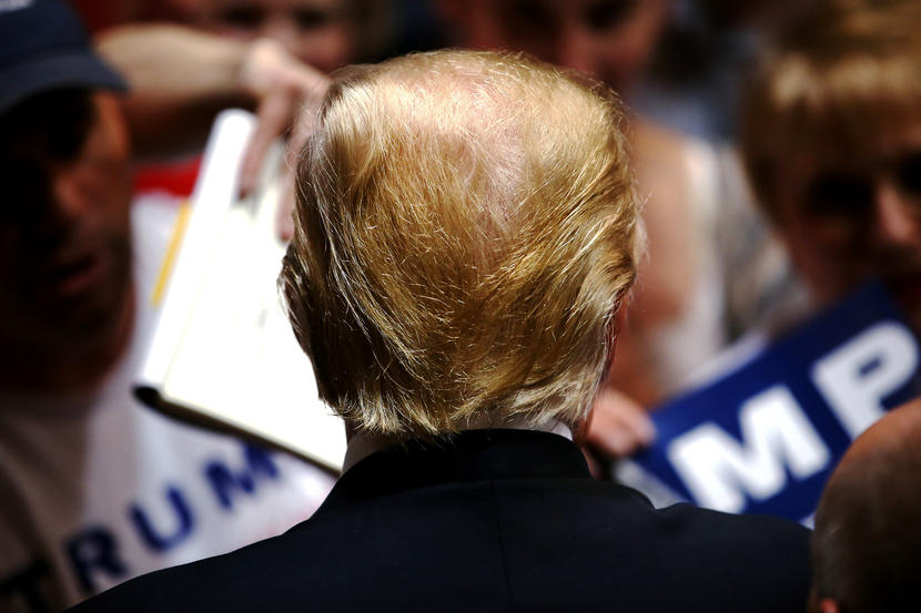 Image: U.S. Republican presidential candidate Donald Trump holds a campaign rally in Spokane, Washington