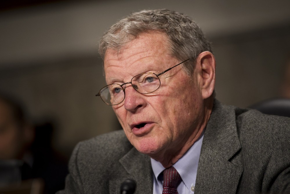 Senator James Inhofe, R-OK, ranking member of the Senate Armed Services Committee, speaks during a hearing on March 13, 2014 on Capitol Hill in Washington, D.C.