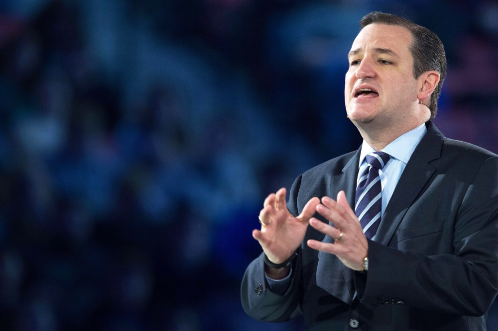 US Senator Ted Cruz (R-TX) delivers remarks announcing his candidacy for the Republican nomination to run for U.S. president March 23, 2015, inside the Vine Center at Liberty University, in Lynchburg, Va. (Photo by Paul J. Richards/AFP/Getty)