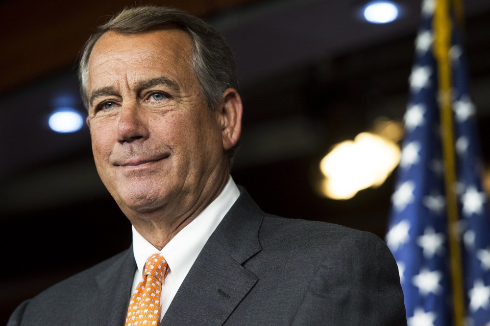 Speaker of the House John Boehner speaks during a press conference on Capitol Hill in Washington, D.C., Sept. 10, 2015. (Photo by Saul Loeb/AFP/Getty)