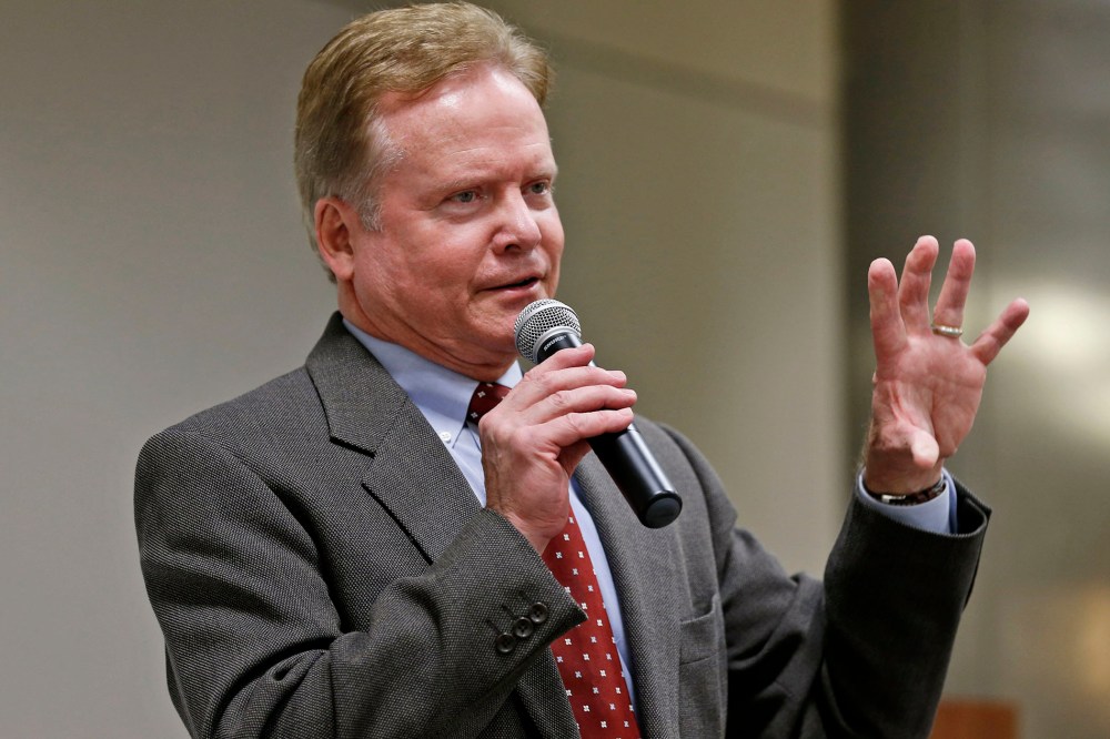 Former US Sen. Jim Webb, D-Va., speaks at the Virginia State Capitol in Richmond, Va., on Dec. 3, 2014. (Photo by Steve Helber/AP)