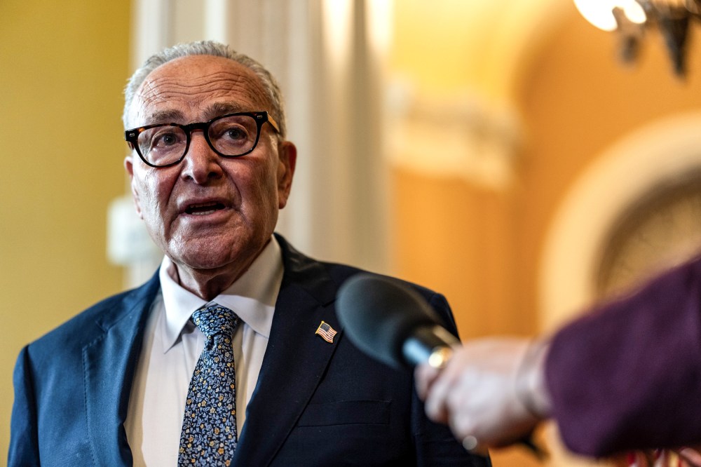 Image: Senate Democratic Leader Chuck Schumer Speaks To Reporters On Capitol Hill