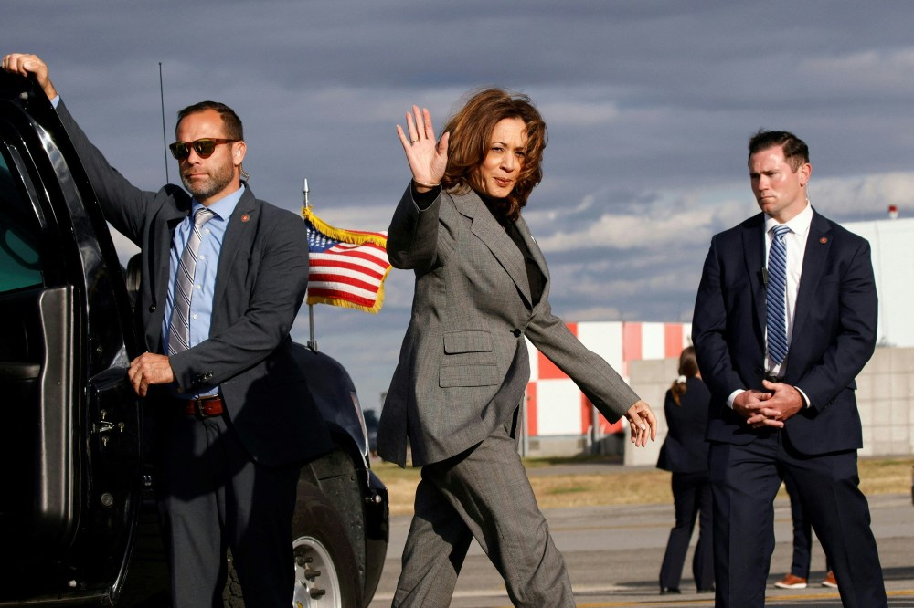 Kamala Harris waves