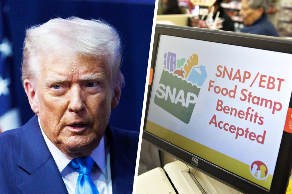 Donald Trump; SNAP/EBT on a grocery store checkout screen.