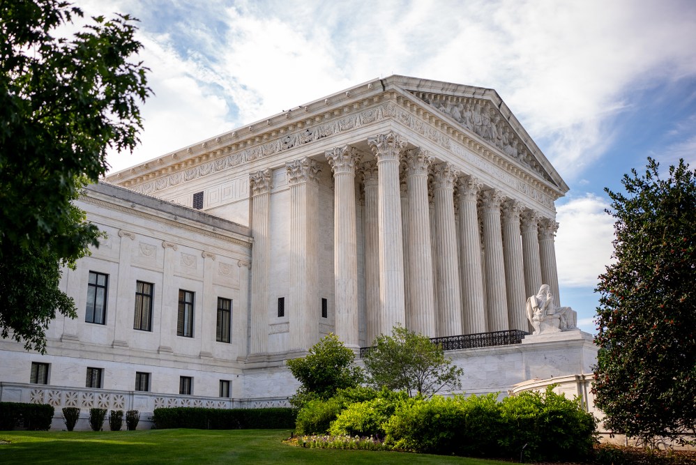 An exterior view of the Supreme Court in Washington, D.C.