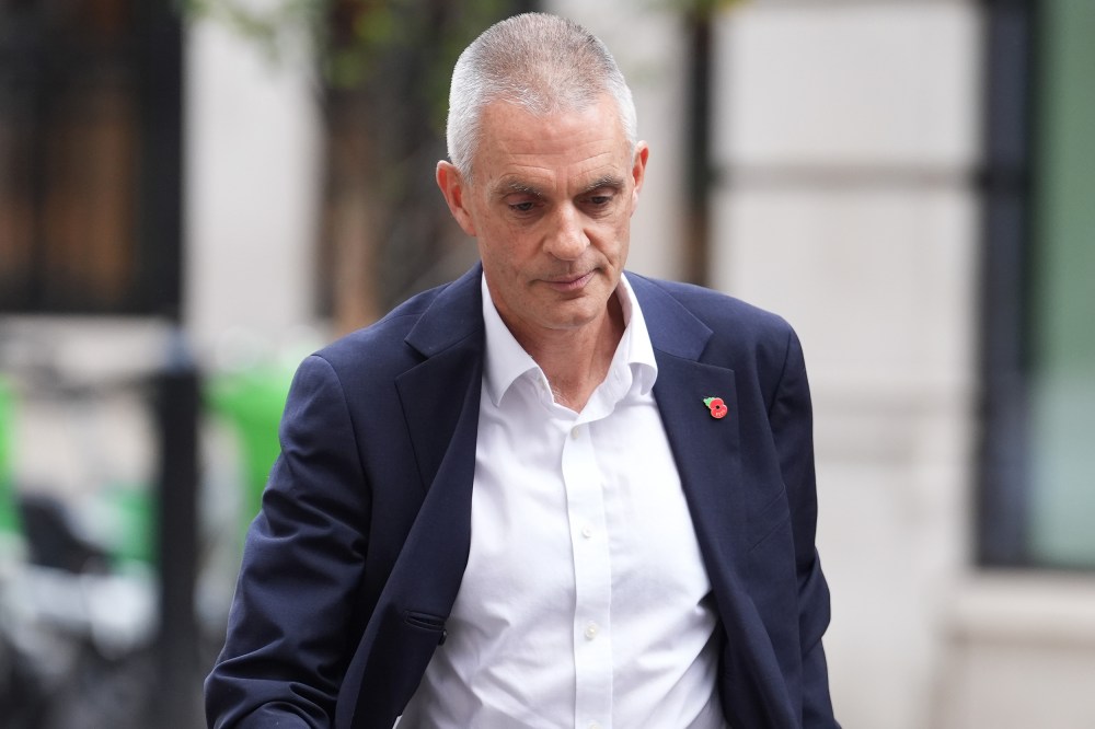 Outgoing BBC Director-General Tim Davie outside BBC Broadcasting House in London following his resignation.