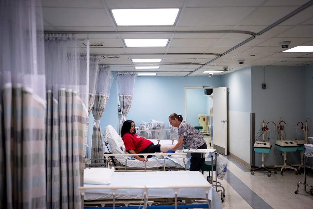 A patient receives medical attention at Humboldt Park Health in Chicago.
