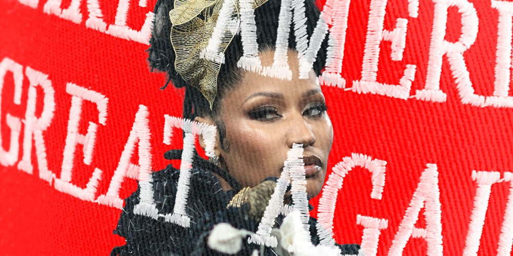 A photo illustration of Nicki Minaj and a "Make America Great Again" hat.