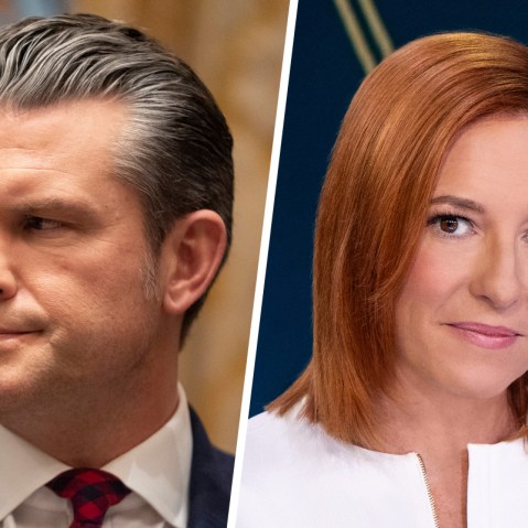 U.S. Secretary of Defense Pete Hegseth and Jan Psaki.