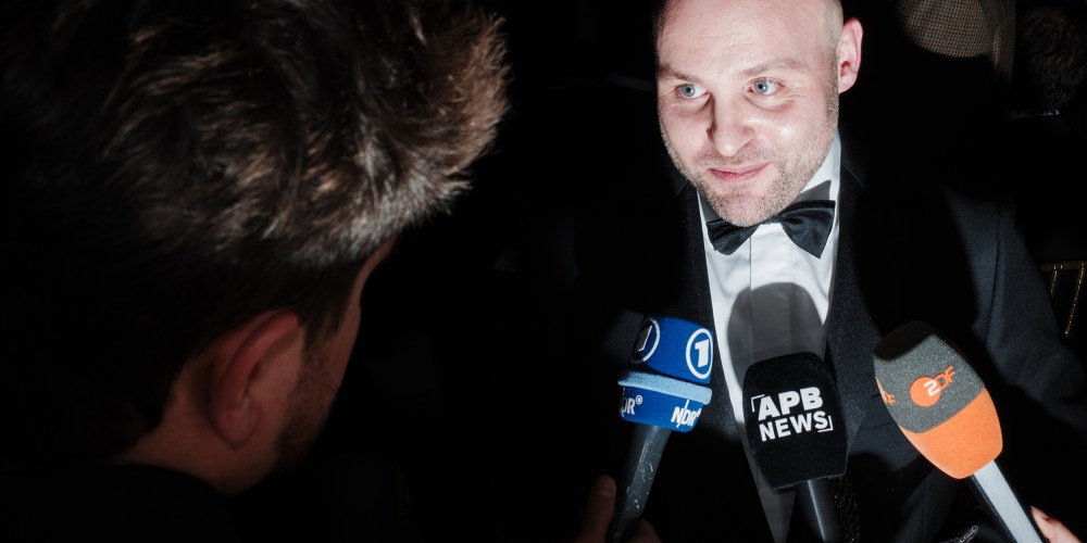 Markus Frohnmaier speaks to the media at the New York Young Republican Club's 113th Annual Gala.