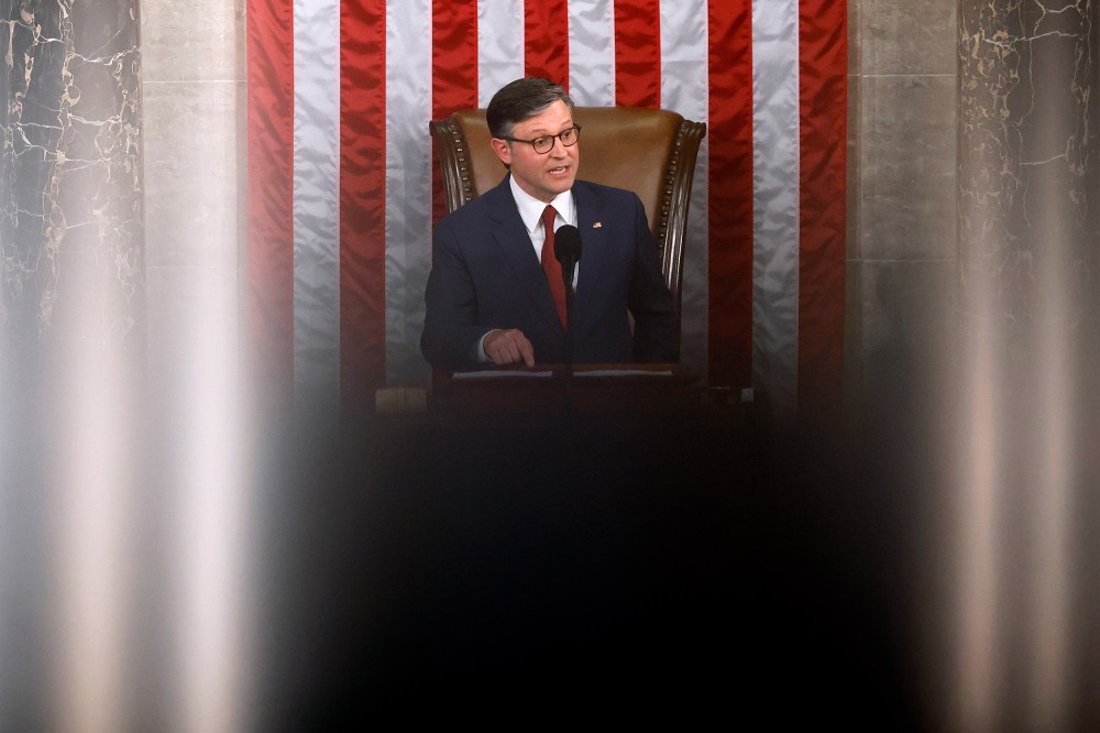 Speaker of the House Mike Johnson in the House Chamber of the Capitol on Jan. 3, 2025.