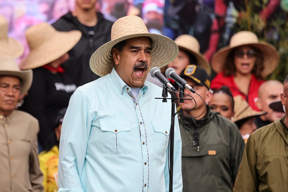 Venezuelan President Nicolas Maduro speaks during a rally.