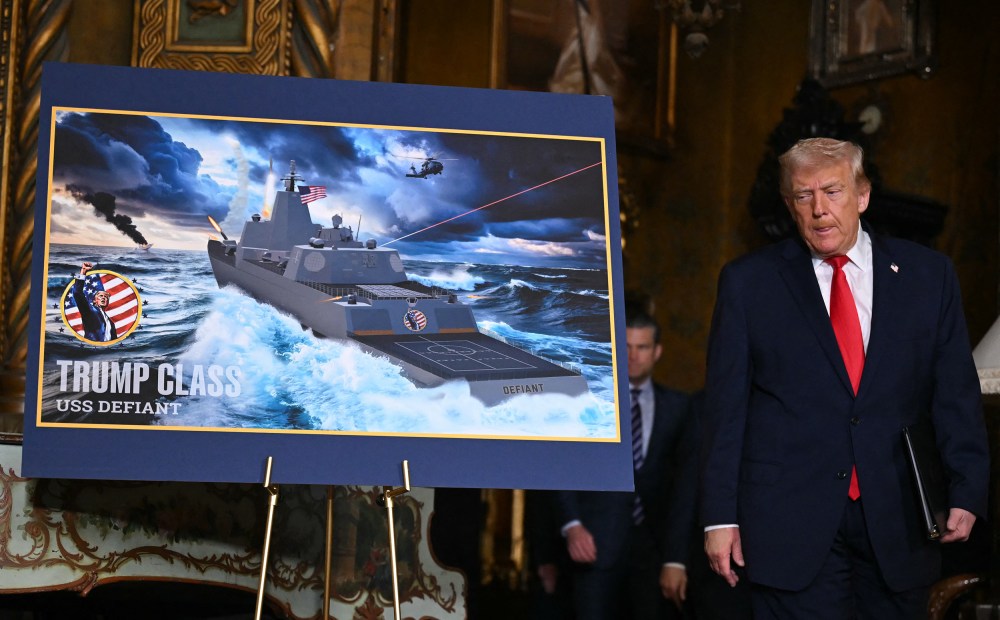 U.S. President Donald Trump arrives to announce the Navy’s new “Golden Fleet” initiative, unveiling a new class of warships, at Mar-a-Lago in Palm Beach, Fla., on Dec. 22, 2025.