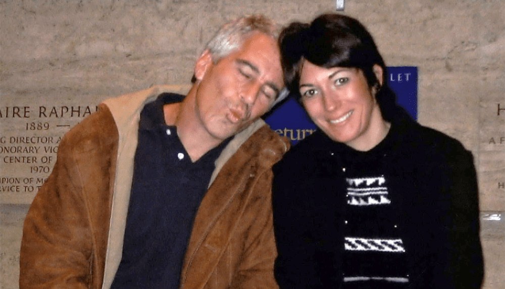 Jeffrey Epstein and Ghislaine Maxwell posing for a photo. Date unknown.