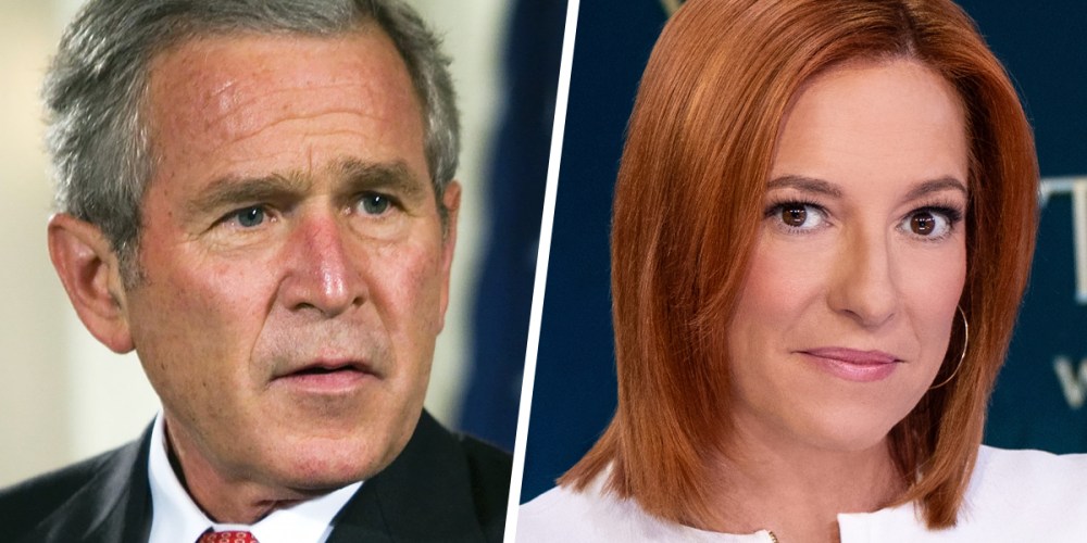 Former U.S. President George W. Bush; Jen Psaki.