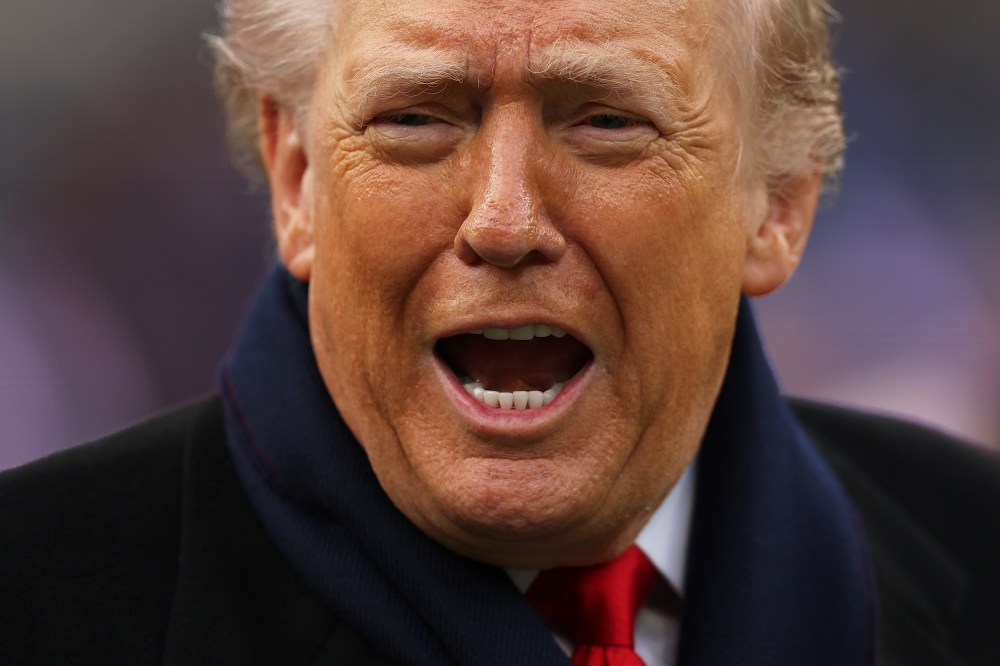 President Donald Trump with his mouth open.