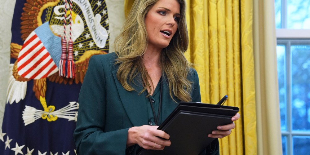 Lindsey Halligan on Jan. 31, 2025 in the Oval Office of the White House.