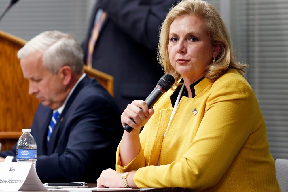 Catherine Hanaway participates in a forum on Jul 26, 2016 in Jefferson City, Mo.