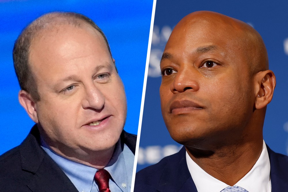 This is a split image of Jared Polis on the left and Wes Moore on the right.