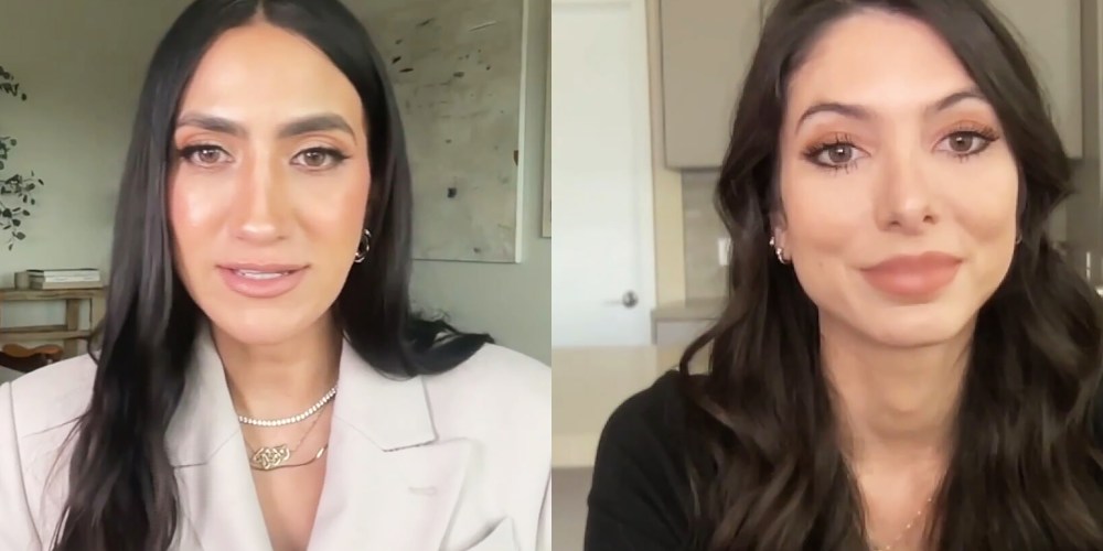 This is a video screenshot, showing Mamdana Dayani interviewing Noor Pahlavi - side by side.