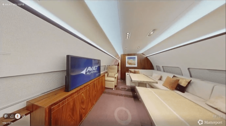 The main cabin of the plane.