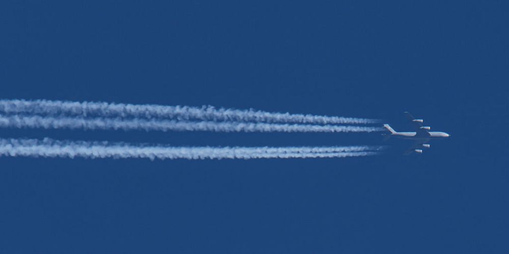 A Boeing C-135 Stratotanker spotted flying over the Netherlands on March 2, 2026.
