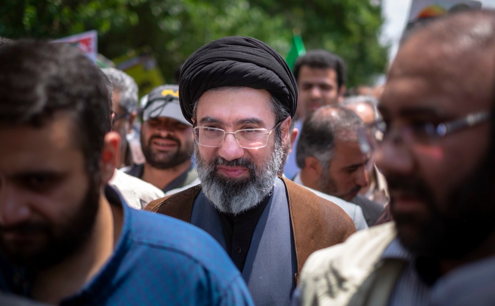 Son of Iran's Supreme Leader Ayatollah Ali Khamenei, Mojtaba Khamenei, attends a demonstration on May 31, 2019 in Tehran.