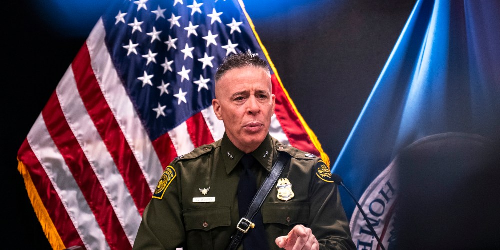 Gregory Bovino speaks during a press conference in Minneapolis.