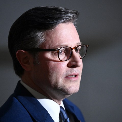 Speaker of the House Mike Johnson speaking to the press.