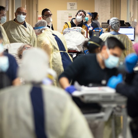 A bustling hallway in the emergency department.